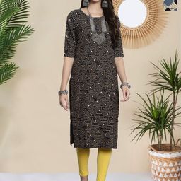HERE&NOW Women Pack Of 2 Geometric Printed Round Neck Straight Kurta-image-110
