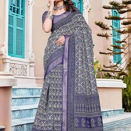 ZILVIRA Ethnic Motifs Printed Pure Linen Narayan Peth Saree-image-63