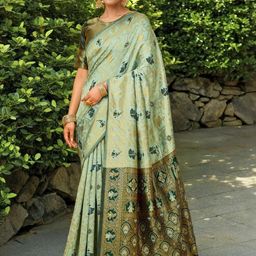 DIVASTRI Woven Design Zari Silk Blend Paithani Saree-image-24