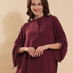 Fashfun Oversized Opaque Satin Casual Shirt-image-56