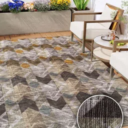 Kaleen India Gold-Toned Geometric Anti-Skid Polyester Carpet-picture-18