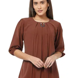 G0-4 IT Women Round Neck Puff Sleeve Pleated Top-picture-45