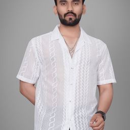 Metronaut Men Regular Fit Cuban Collar Textured Casual Shirt-image-98