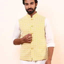 Satwaa Men Embroidered Nehru Jacket-picture-17