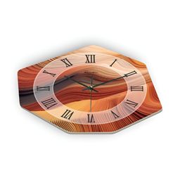OLIVE TREE Brown & Camel Brown Printed Geometric Wall Clock image 2