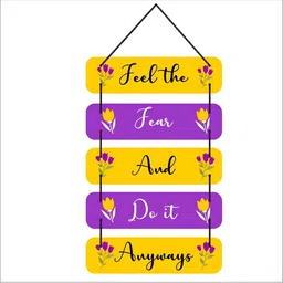 CVANU Purple & Yellow Wooden Printed Wall Hanging-picture-12