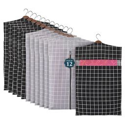 Aura Grey & Black 12 Pieces Checked Cotton Hanging Saree Storage Covers Organisers-9