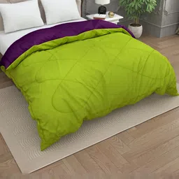 Myntra Elegant Homes Purple & Green Microfiber 210 GSM Double Bed Comforter-picture-32