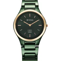 Titan Women Dial & Ceramic Bracelet Style Straps Analogue Watch 2653KC12-37