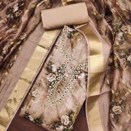 Blissta Floral Embellished Unstitched Dress Material-image-91