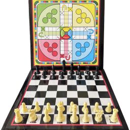 Ludo and Chess Board Game with Ludo Coins + Dice & Chess Man | (12X12 Inch) 30 cm Chess Board-image-22