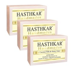 Hasthkar Set Of 3 Handmades Glycerine Coconut Milk & Honey Soap 125gm-38