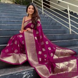 Woven, Self Design Banarasi Silk Blend, Pure Silk Saree-image-25