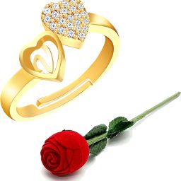 Rings for girls V alphabet valentine propose proposal lovers wedding anniversary Brass, Copper, Crystal, Stone, Alloy, Metal Cubic Zirconia, Diamond, Zircon, Crystal Platinum, Rhodium, Gold Plated Ring Set-image-36