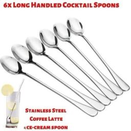 Pack of 6 pieces Premium High Quality Stainless steel soda spoon set Stainless Steel Ice Tea Spoon, Measuring Spoon, Ice-cream Spoon Set-2