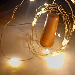 SPARK WORLD 2-Pcs Yellow & Beige Rice-Shaped Cork String Lights image 2