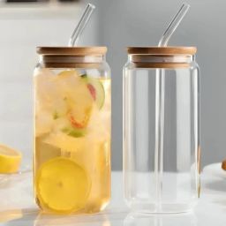 Drinking Glass Can Wooden Lid Sipper Mason Jar for Mojito Ice Glass Set Water/Juice Glass-image-67