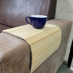 Handmade Wooden Sofa Armrest Tray Foldable & Rollable Mat Dining Table Arm Tray Tray Serving Set-image-65