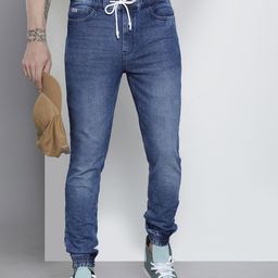 The Indian Garage Co Men Blue Light Fade Stretchable Jogger Jeans-image-25