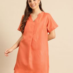 Qurvii Mandarin Collar A-Line Dress-image-39