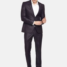 Parx Men Navy Blue Solid Black Stag Urban Fit Single-Breasted Formal Suit-image-16