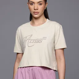 HRX by Hrithik Roshan Lifestyle Typography Print Crop T-shirt-picture-5