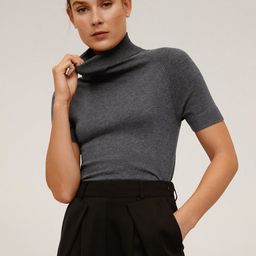 MANGO Women Charcoal Grey Solid Pullover-image-3