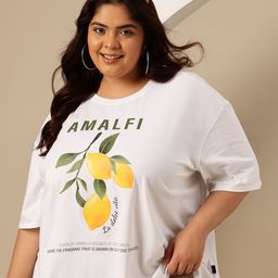 Sztori Plus Size Printed Drop-Shoulder Sleeves Pure Cotton Oversized T-shirt-image-70