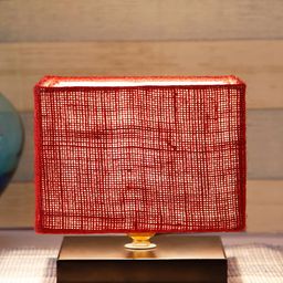 Devansh Maroon Solid Contemporary Square Table Lamp image 1
