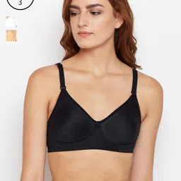 Bodycare Women Pack of 3 Black, Beige & White T-shirt Bra E6580BSW-picture-19