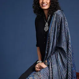 Taavi Striped Block Print Dupatta-30