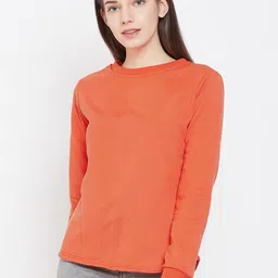 Belle Fille Women Orange Solid Sweatshirt-image-78