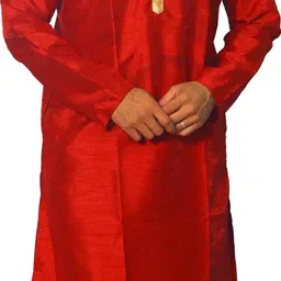House of Aqss Men Regular Dupion Silk Kurta with Trousers-picture-49