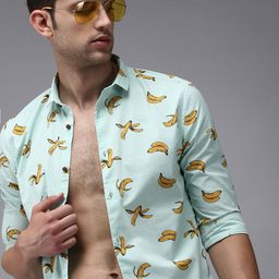 SHOWOFF Men Sea Green Comfort Printed Cotton Casual Shirt-image-76