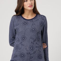Marie Claire Navy Embroidered Shimmer Sweatshirt-image-69