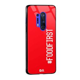 DailyObjects Red & White Food First OnePlus 8 Pro Glass Case image 2