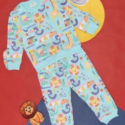 Pantaloons Baby Blue Cotton Printed Full Sleeves T-Shirt Set-image-9