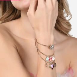 Zaveri Pearls Set of 3 Multicolor Enamel Charm Contemporary Stack Bracelets-ZPFK14632-16
