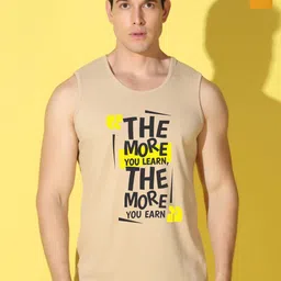 WOOSTRO Pack Of 2 Printed Combed Cotton Gym Vests VWS26(MORE RUST)(RUN MUSTARD)-image-7