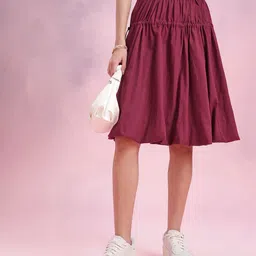 DressBerry Toggle Fastening Ruched Balloon Skirt-image-96