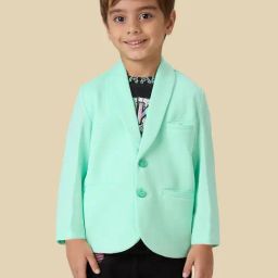 Kids Island Boys Green Printed Regular Fit Blazer with T-Shirt-picture-27