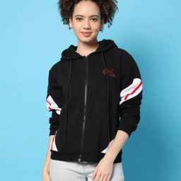 Campus Sutra Black Cotton Graphic Print Hoodie-image-66