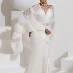 Swtantra White Plain Saree Without Blouse-image-42