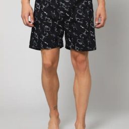 Cantabil Black Cotton Regular Fit Printed Boxers-image-82