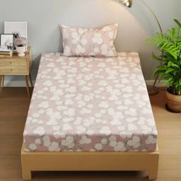 KOPA Rivera Mauve Microfibre Floral 192 TC Single Flat Bedsheet with 1 Pillow Cover-image-22