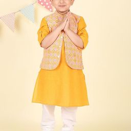 Fabindia Pack Of 2 Boys Ethnic Motifs Printed Festive Cotton Straight Kurtas-image-76