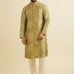 Manyavar Mandarin Collar Ethnic Motifs Printed Kurta with Trouser-picture-23