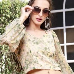 Sera Beige Printed Crop Top-image-69