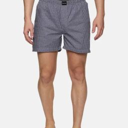 Don Vino Navy Regular Fit Check Boxers-image-39