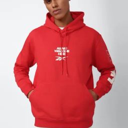Reebok Red Cotton Regular Fit Hooded Sweatshirt-21